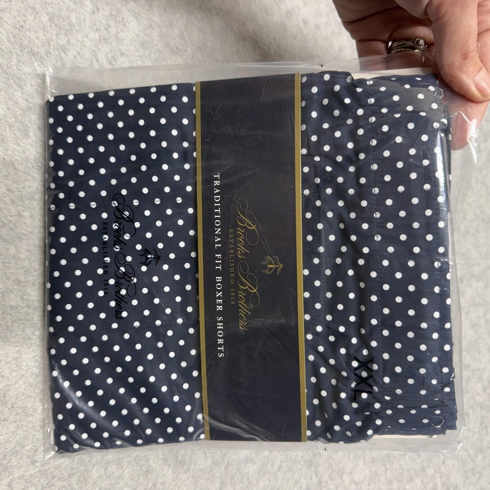 Brooks Brothers Boxer Shorts Mens 2XL Blue Polka Dot Traditional Fit Cotton